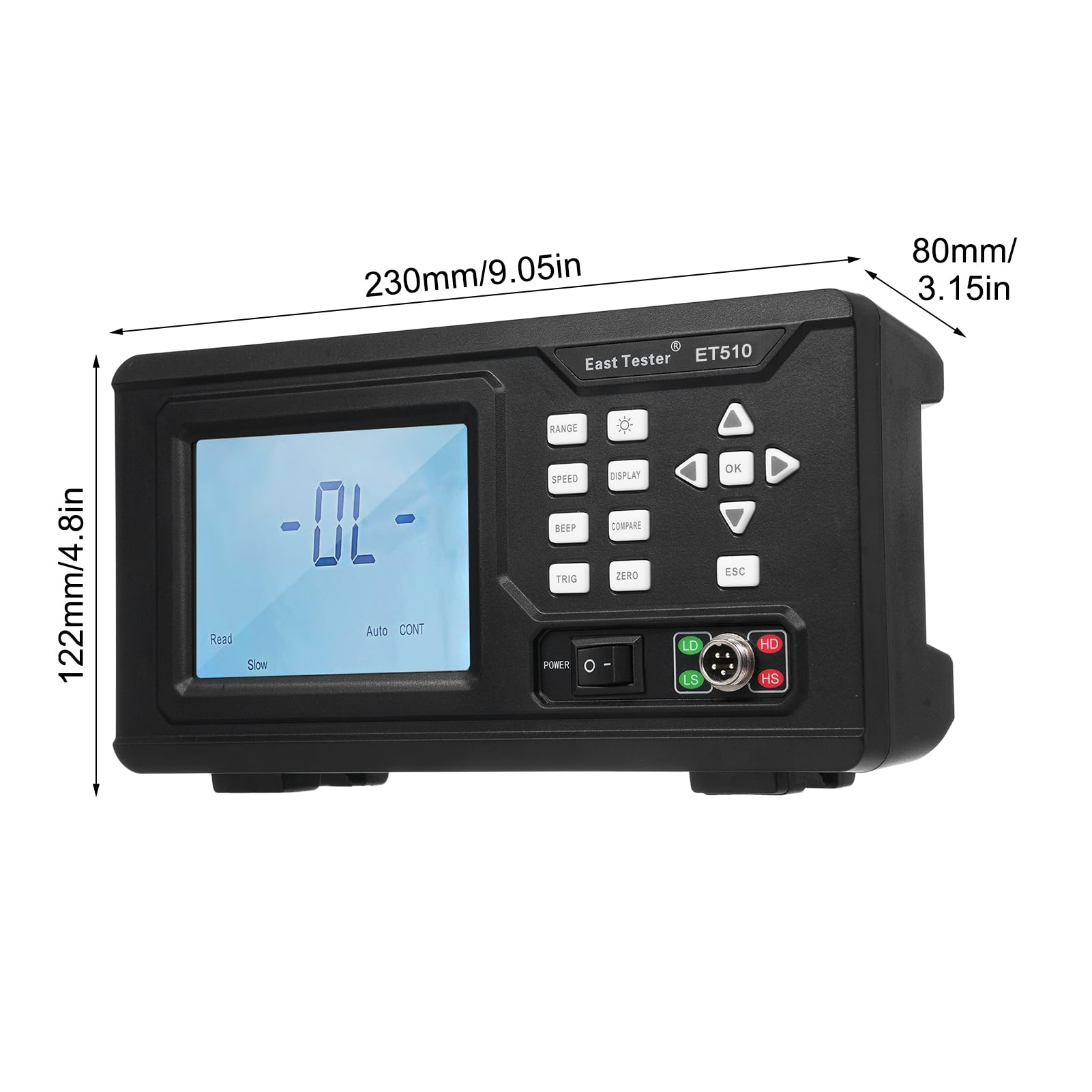 East Tester ET510 DC Probador de baja resistencia Medidor miliohmios portátil microresistencia Corriente continua