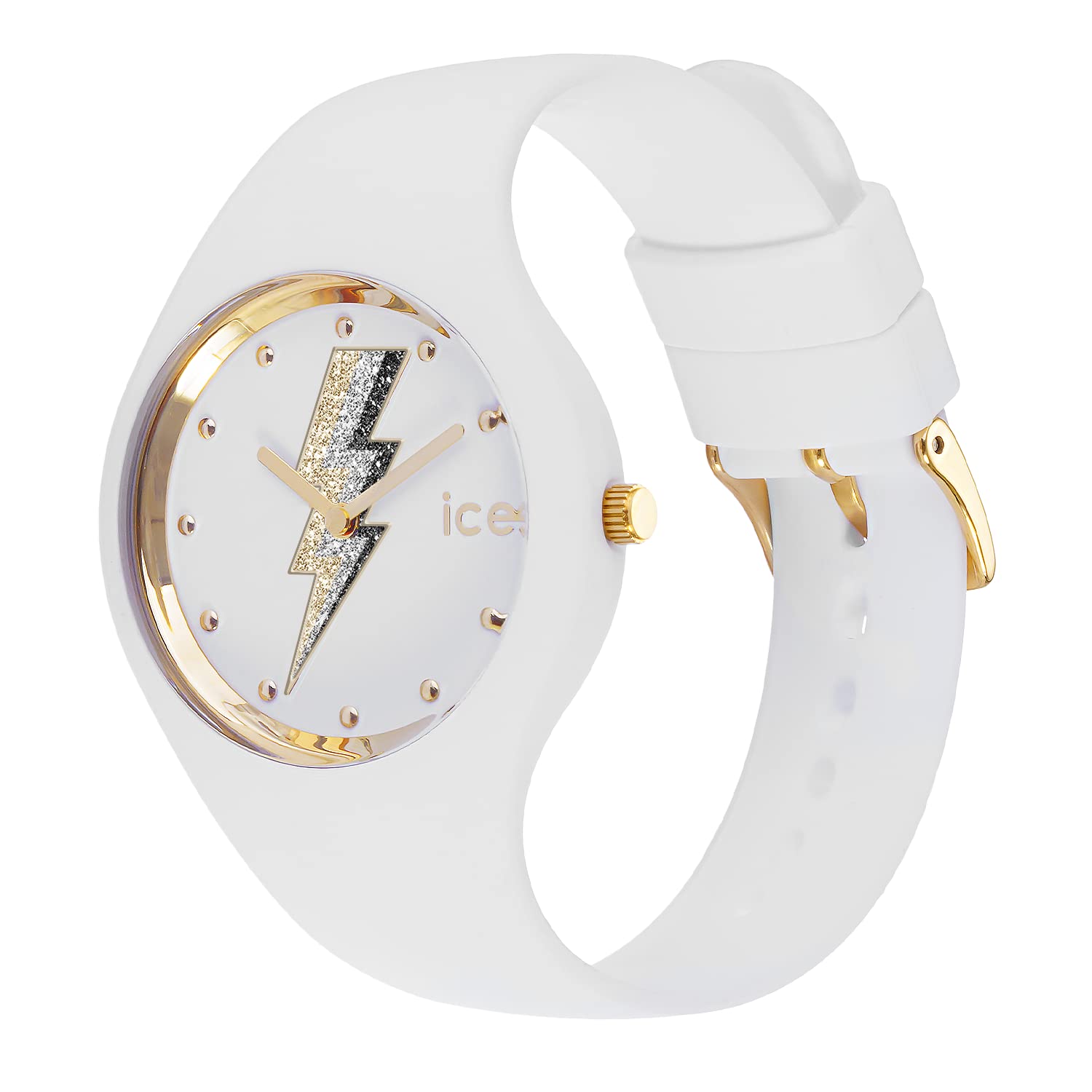 ICE-WATCH - Ice Glam Rock Electric White - Montre Blanche pour Femme avec Bracelet en Silicone - 019857 (Small)
