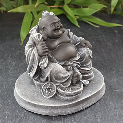 Glücksbuddha Figur – Schwarz/Schiefergrau - 3