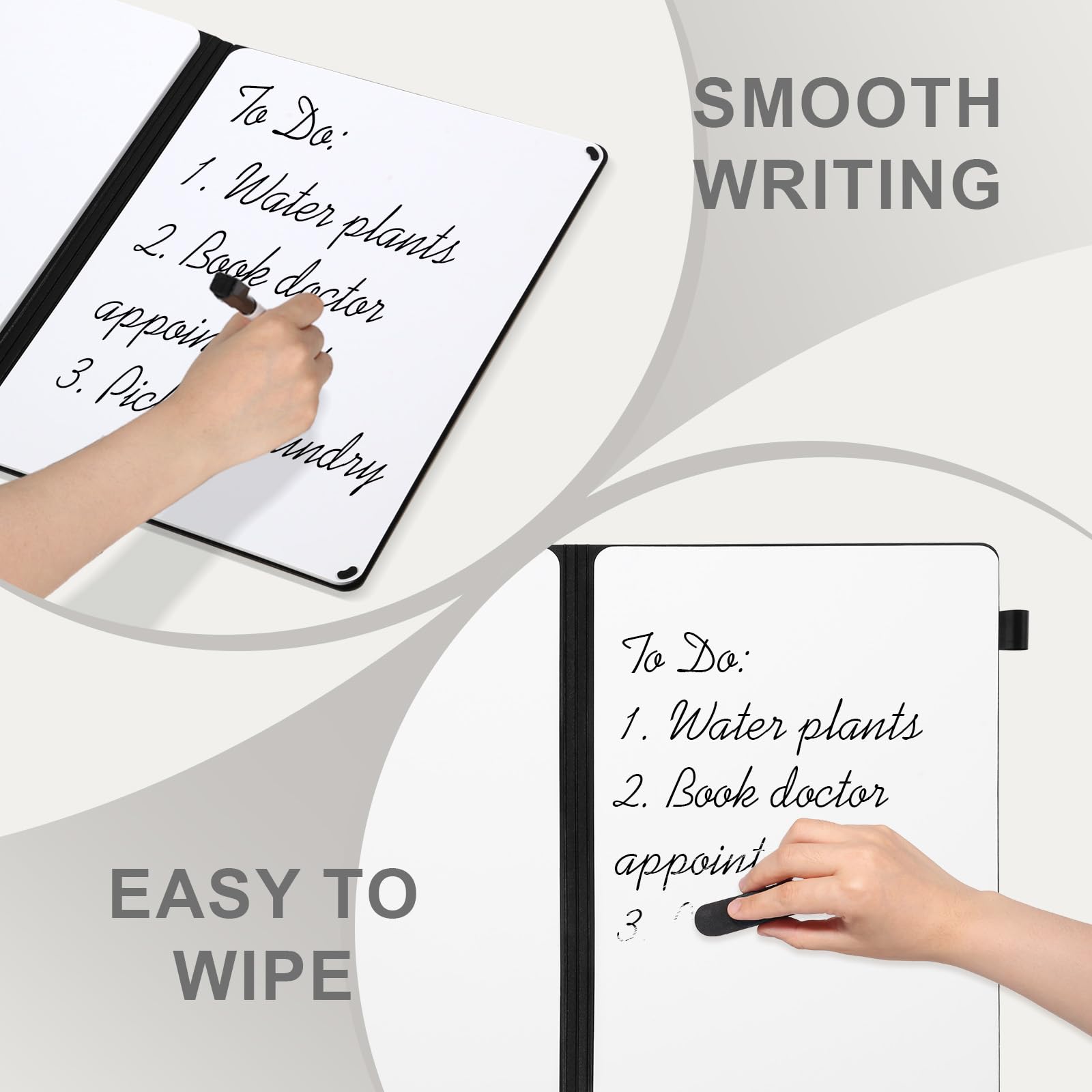 AGM Dry Erase Mini Whiteboard A4, 30 x 21.5cm Double-Sided Desk White Board with 3 Colored Pens, 1 Eraser, 1 Mesh Bag - Image 4
