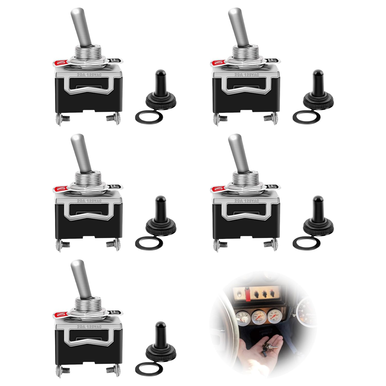 Heavy Duty Rocker Toggle Switch - 15A 250V 20A 125V SPST 2Pin ON/Off ...