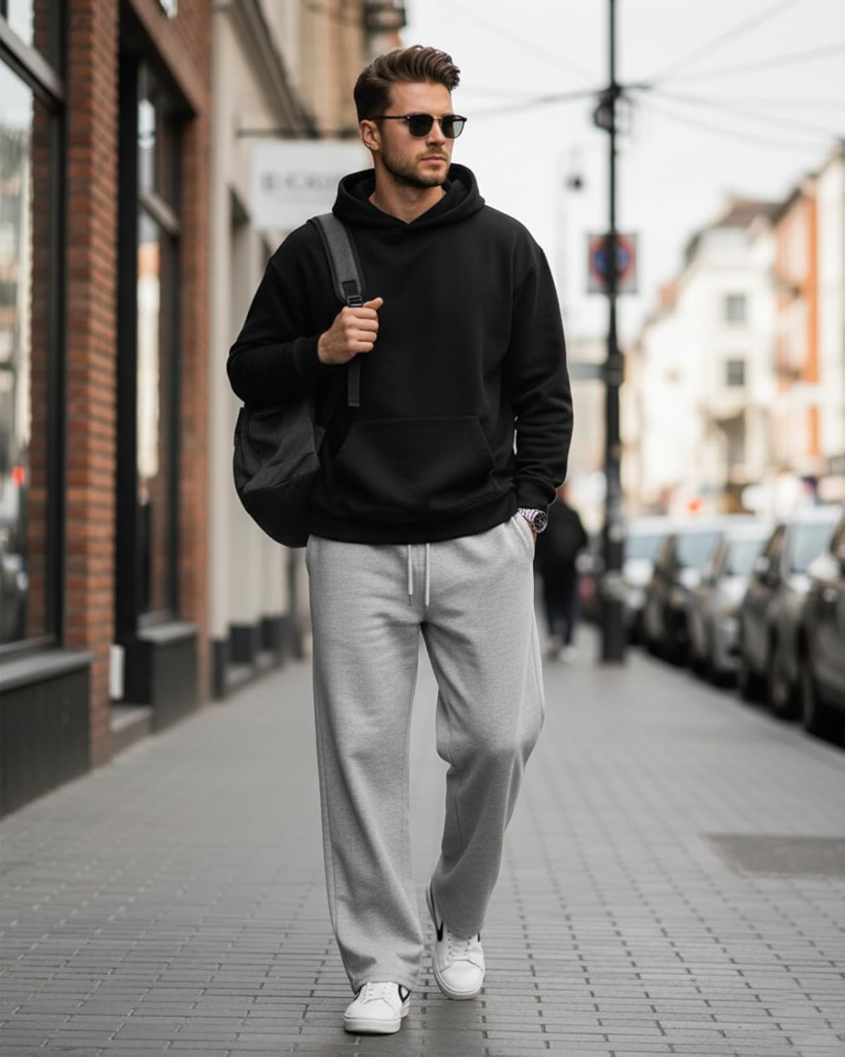 A WATERWANG Men's Fleece Sweatpants Casual Joggers Cotton Loose Fit Open Bottom Athletic Sweat Pants for Men with Pockets - Image 3