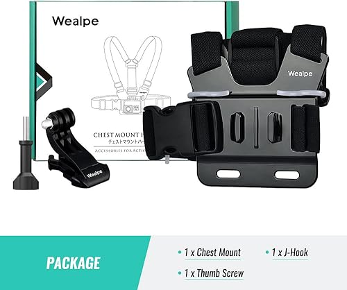 Miniatura 7 de Wealpe Arnés de montaje en pecho compatible con GoPro Hero 10, 9, 8, 7, Max, Fusion, Hero (2018), 6, 5, 4, Session, 3+, 3, 2, 1, DJI Osmo, Xiaomi Yi
