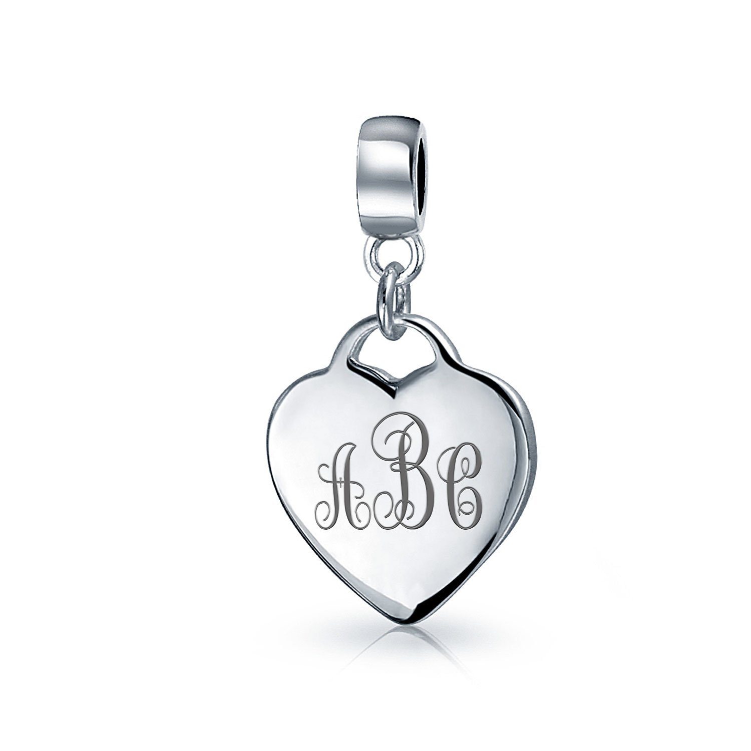 Bling Jewelry Personalizzato Alfabeto Iniziale A-Z Monogramma Cuore Forma Tag Dangle Charm Bead Per Le Donne Fidanzata .925 Sterling Silver Si Adatta Bracciale Europeo