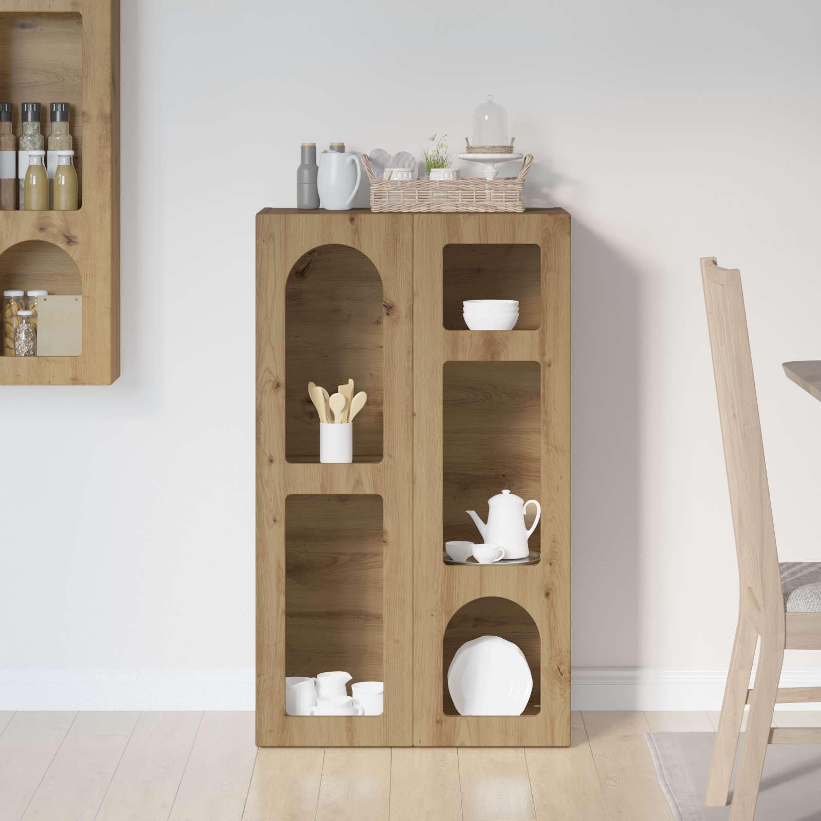 Générique Nowoczesny bufet do przechowywania 100 cm drewno inżynieryjne, meble do salonu z półkami, minimalistyczny prostokątny design