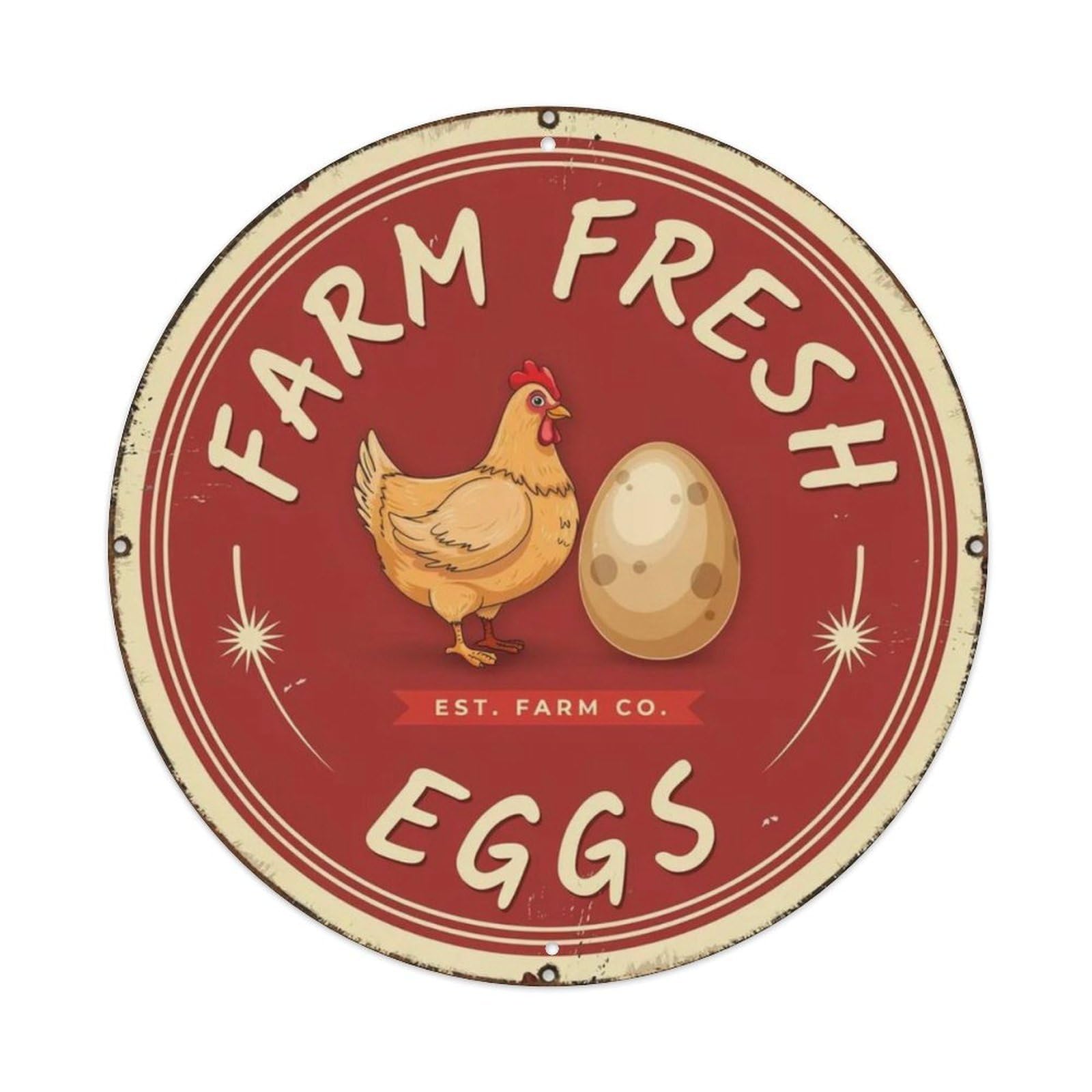 Farm Fresh Eggs Hand Drawn Metal Tin Sign Plaque