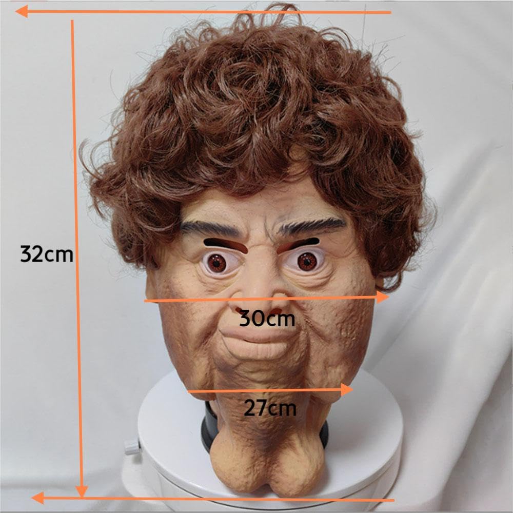 JIUHEBT Adult Double Chins Horror latex mask, for Cosplay Rave Party Masquerade Party Full Head Latex Mask - Image 3