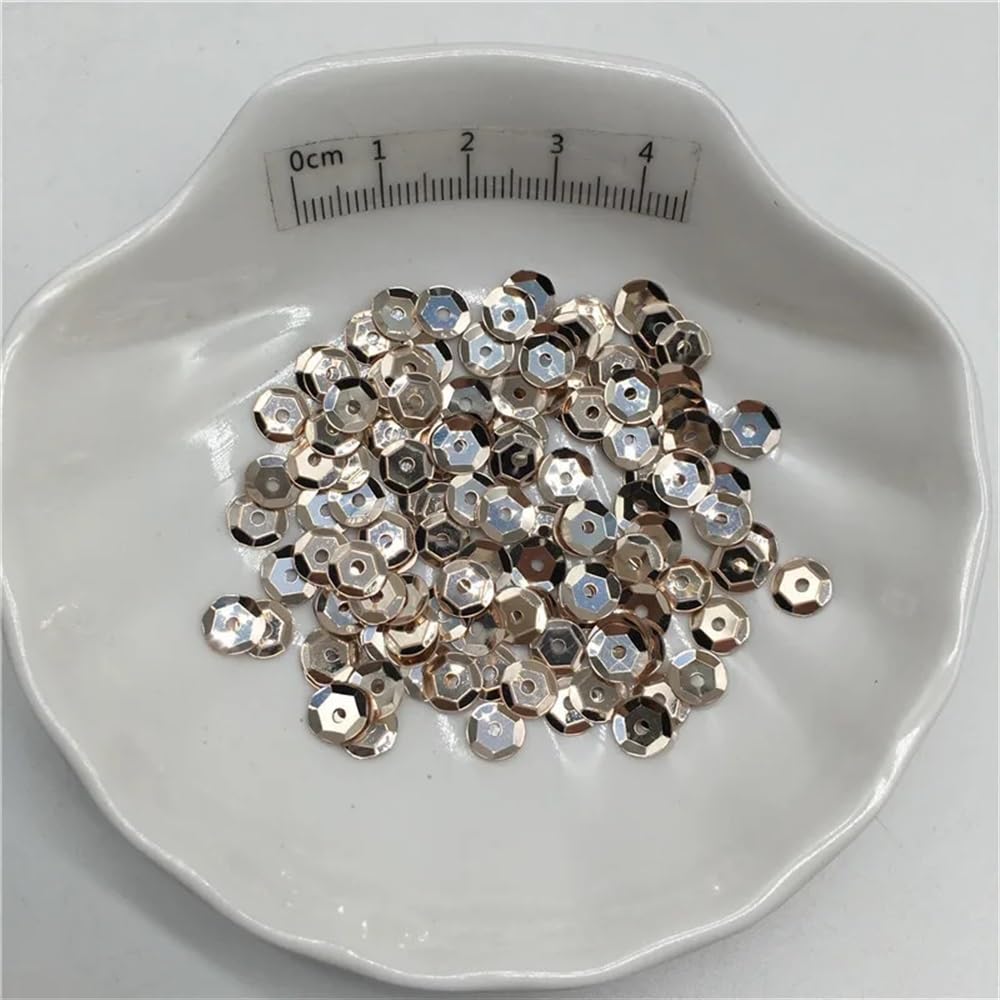10g 3mm 4mm 6mm 10mm Silver-Base Cup Sequins Paillettes for Clothes Hat Shoes DIY Handmade Accessory(Champagne,10g 10mm)