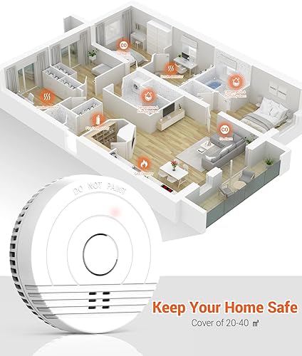 Miniatura 7 de Paquete de 9 detectores de humo, alarma de incendios alimentada por batería, alarma de humo con tecnología fotoeléctrica avanzada, detectores de
