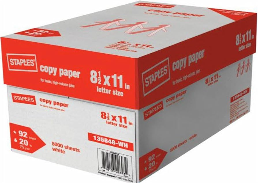 Staples Multipurpose Laser Inkjet Printer Paper, Bright atelieryuwa