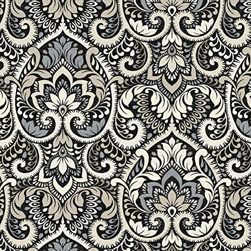 Image of Arden 2-Pack Patio Dining Outdoor Chair Cushions, 20x44, Rain-Proof Seat Pad, Fade-Resistant Outdoor Cushion Black Aurora Damask