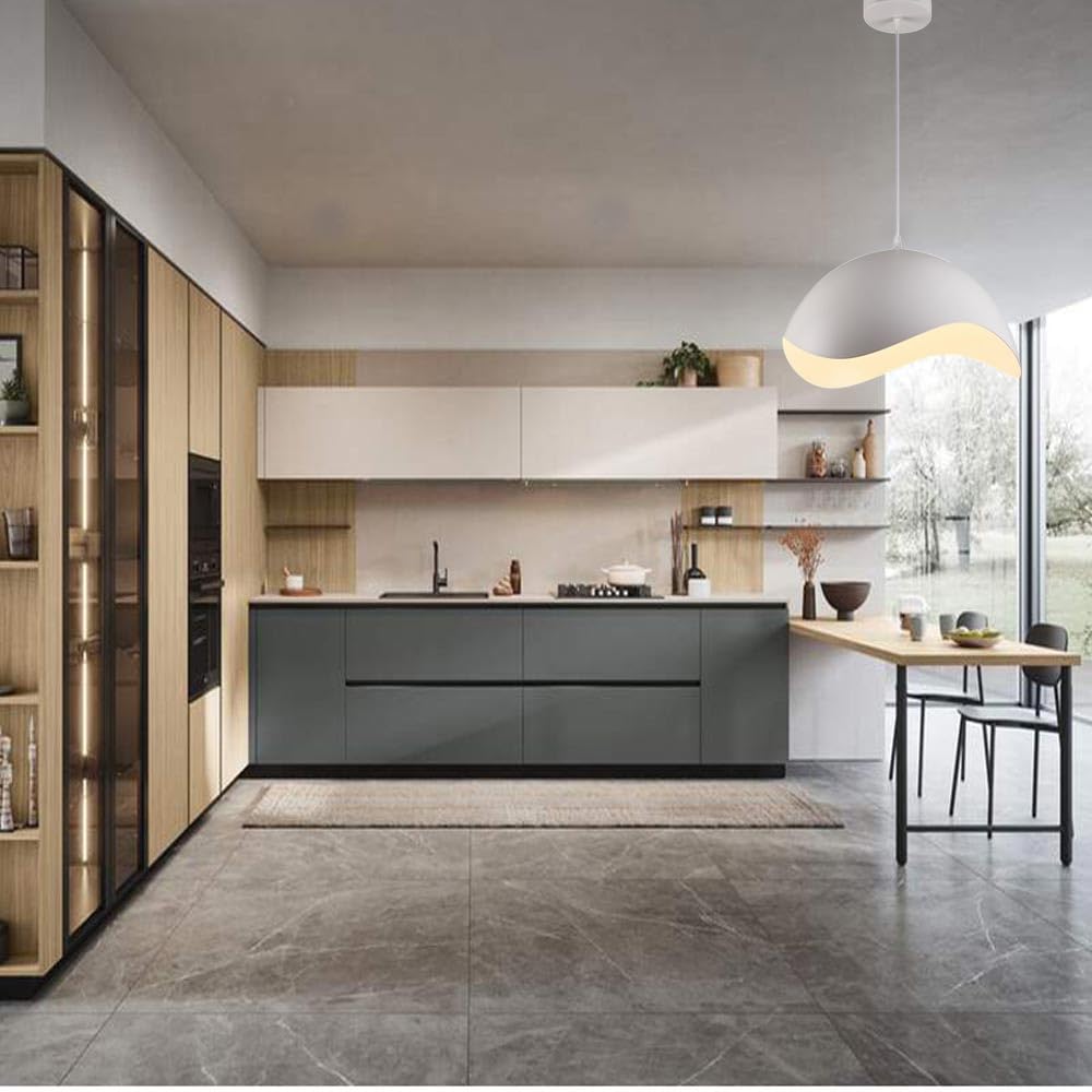 Vetrineinrete® Lampadario a sospensione contemporaneo E27 lampada pendente per cucina isola soggiorno (Bianco)