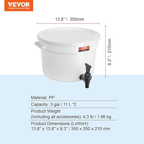 Miniatura 8 de VEVOR Dispensador de bebidas, 2 dispensadores de bebidas de 3 galones para fiestas, dispensador de jugo de plástico con grifo y tapa, dispensador de