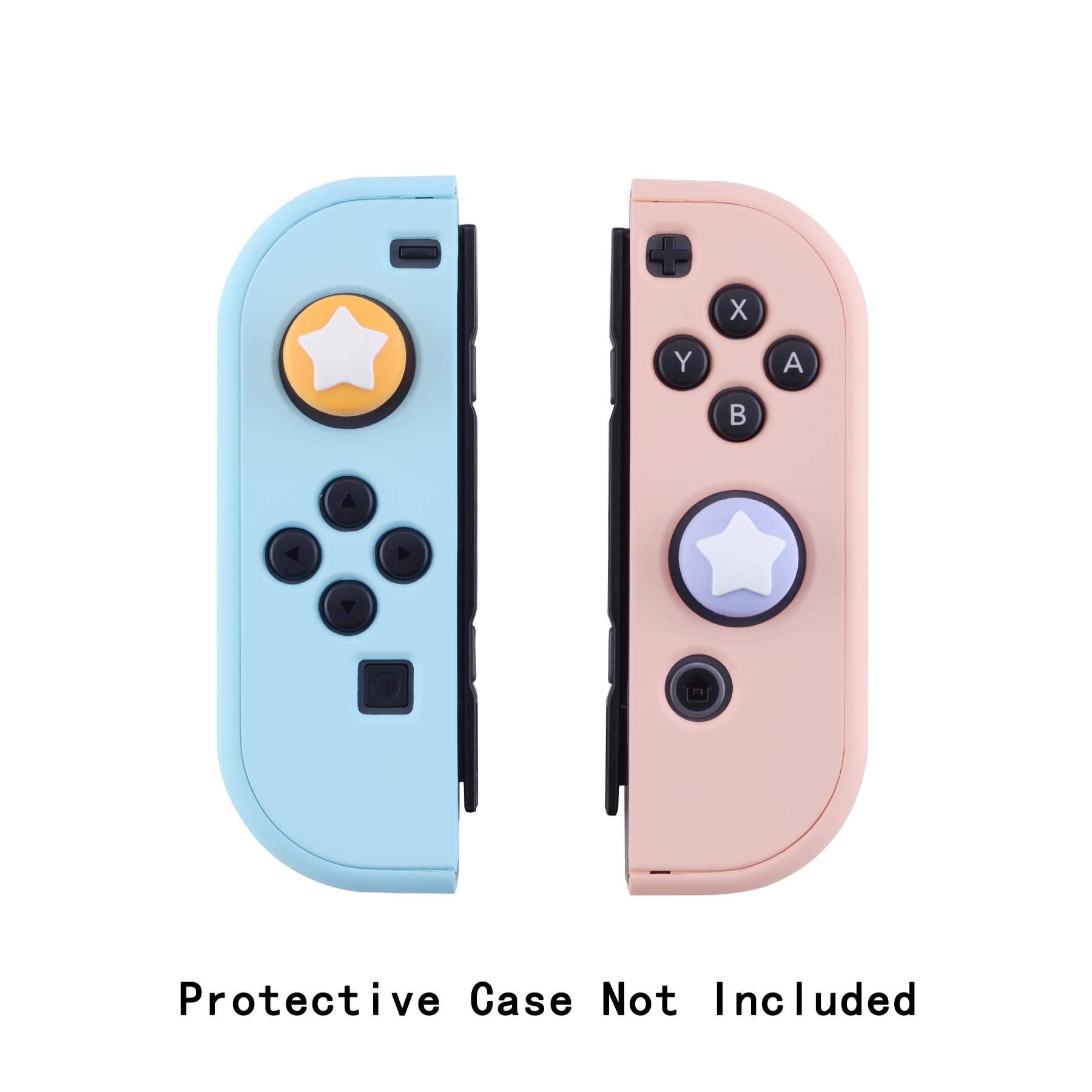 eXtremeRate PlayVital Capuchon Joystick pour Switch,Protection de Stick Analogiques pour Switch OLED/Lite Joycon Caps-Violet Clair&Jaune,Étoile Design