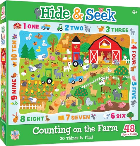 MasterPieces Nature Puzzle - Hide & Seek 48 piezas - Contando en la Granja - 19"x14" miniatura 2