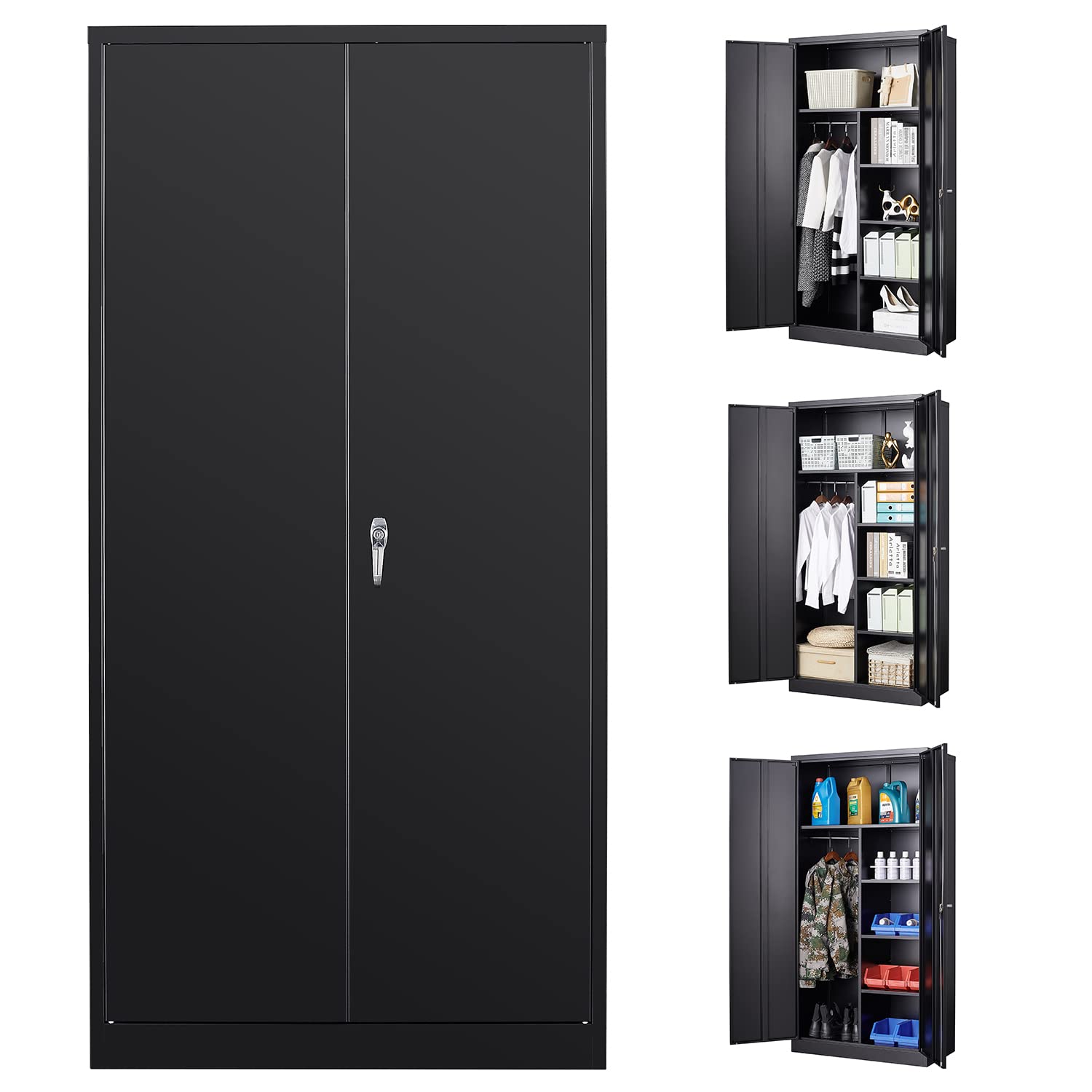 Buy BYNSOE Metal Storage Locker Metal Locker 72” Black Tall