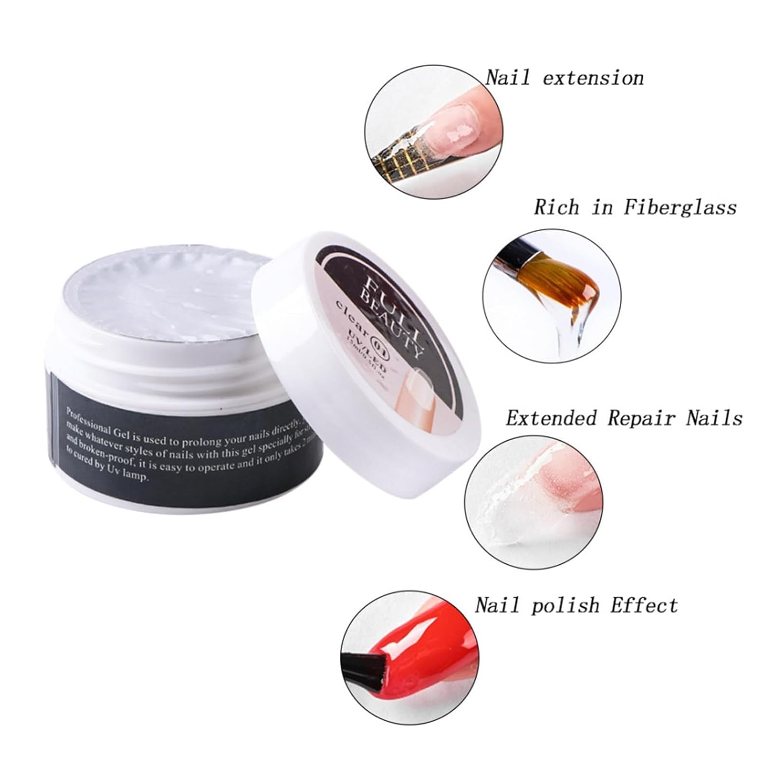 4 Colori Gel Unghie Ricostruzione, 15 ML Builder Nails Gel Ricostruzione Unghie, Gel Ricostruzione Unghie Professionale, per Rinforzare Proteggere Allungare