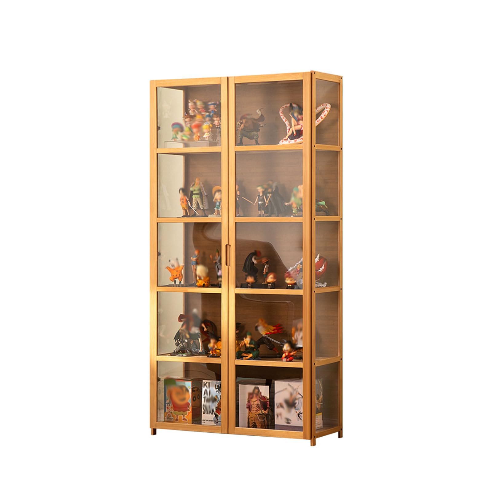 vitrinas para colecciones vitrina expositora vitrina vitrina cristal vitrinas de cristal Marco de bambú natural, la puerta del gabinete está dividida, sellada y a prueba de polvo, fácil de instalar y