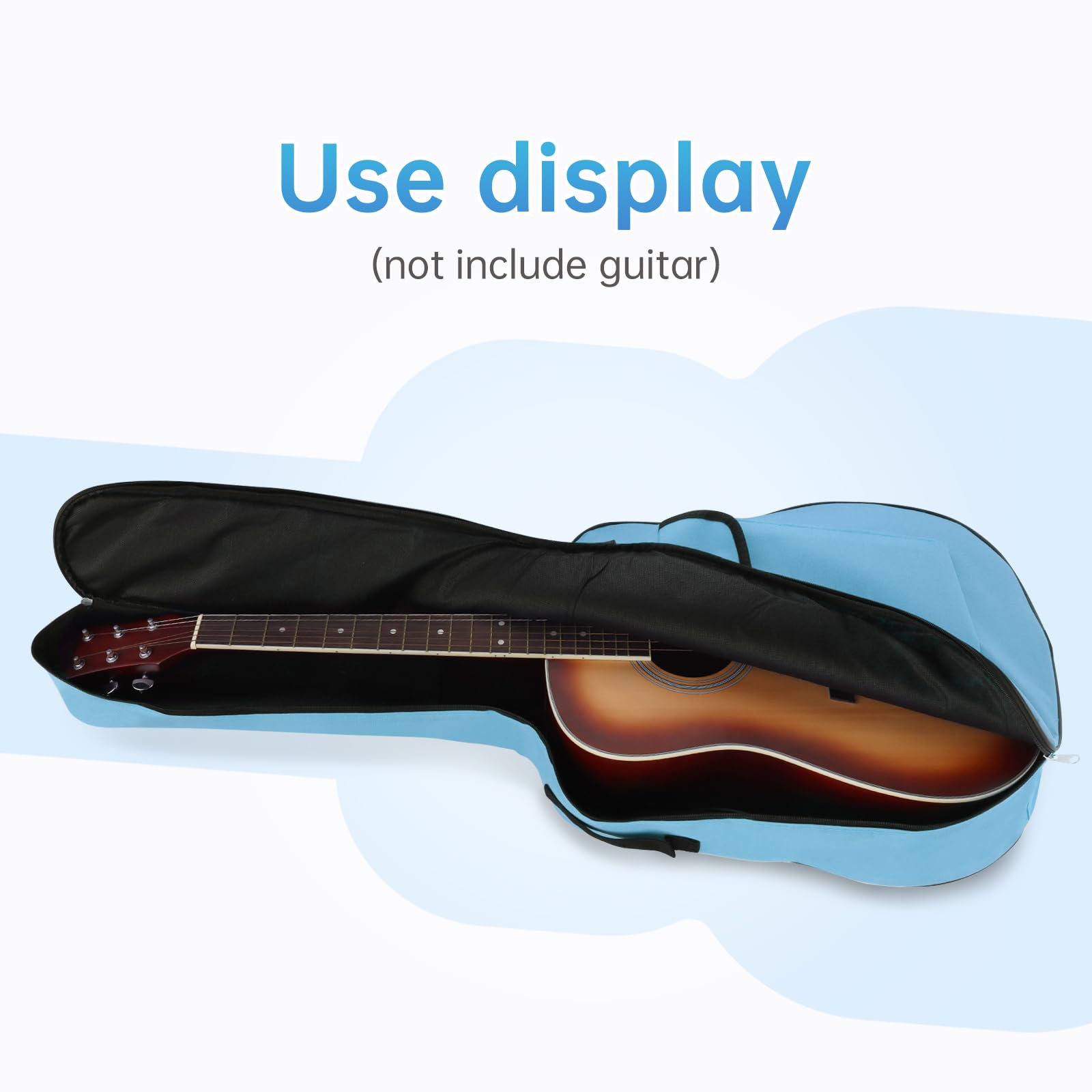 Housses pour Guitare Acoustique de 41 Pouces, Sac de Guitare Double bandoulière réglable Sac à Guitare Acoustique, Casquette de Concert étanche à 5 mm à éponge (Bleu)