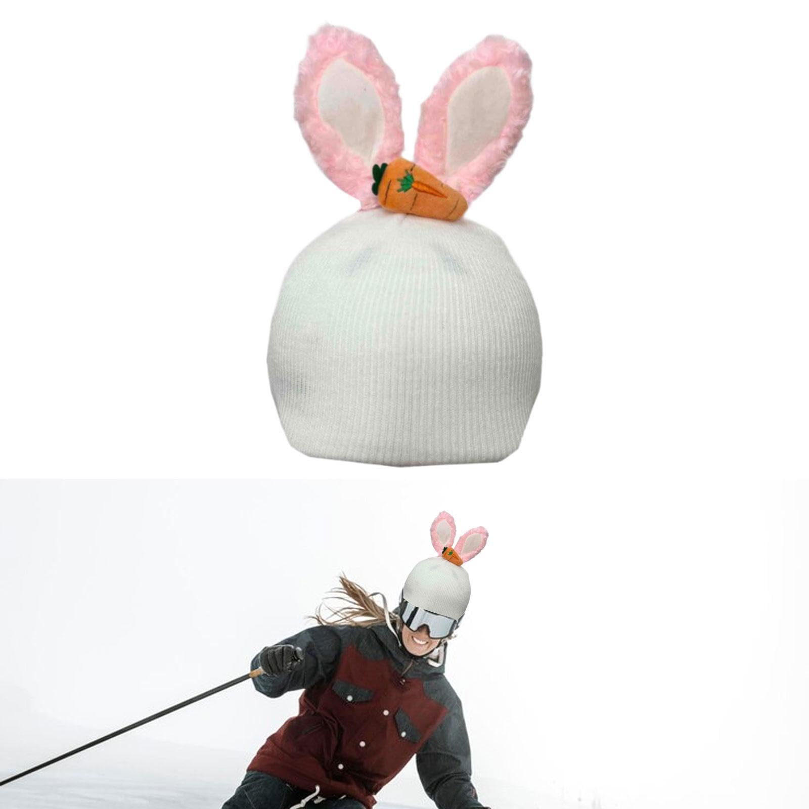 Perfeclan Housse de Casque de Ski Oreilles de Lapin Accessoires Chaud léger décoratif Cadeau d'anniversaire Snowboard Dessin animé Casque de Ski décoration