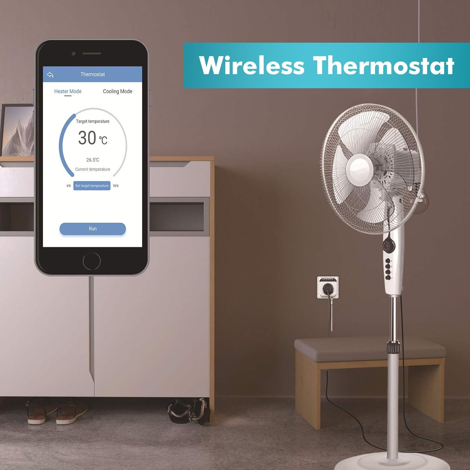 Jadeshay Thermostat,Wireless Programmable Smart WLAN Thermostat Plug Socket Temperature Controller Support APP & Voice Remote Control Electrical Switch Timer with Sensor Probe 230V 6