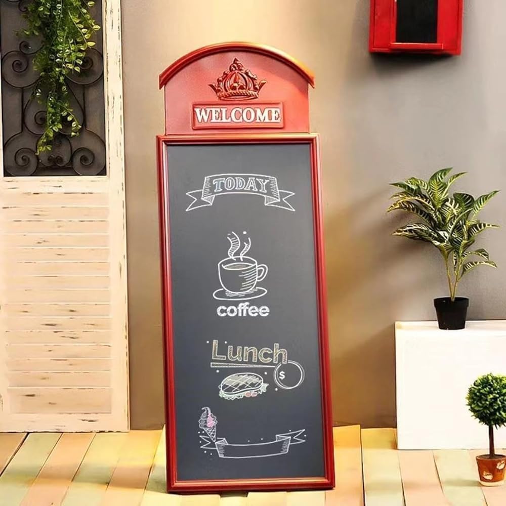 Plantillas de tiza rústicas para acera, pizarrón de hierro para montar en la pared, exhibición de menú para restaurantes, negocios, letreros de pizarra de bar, tablero de mensajes de café