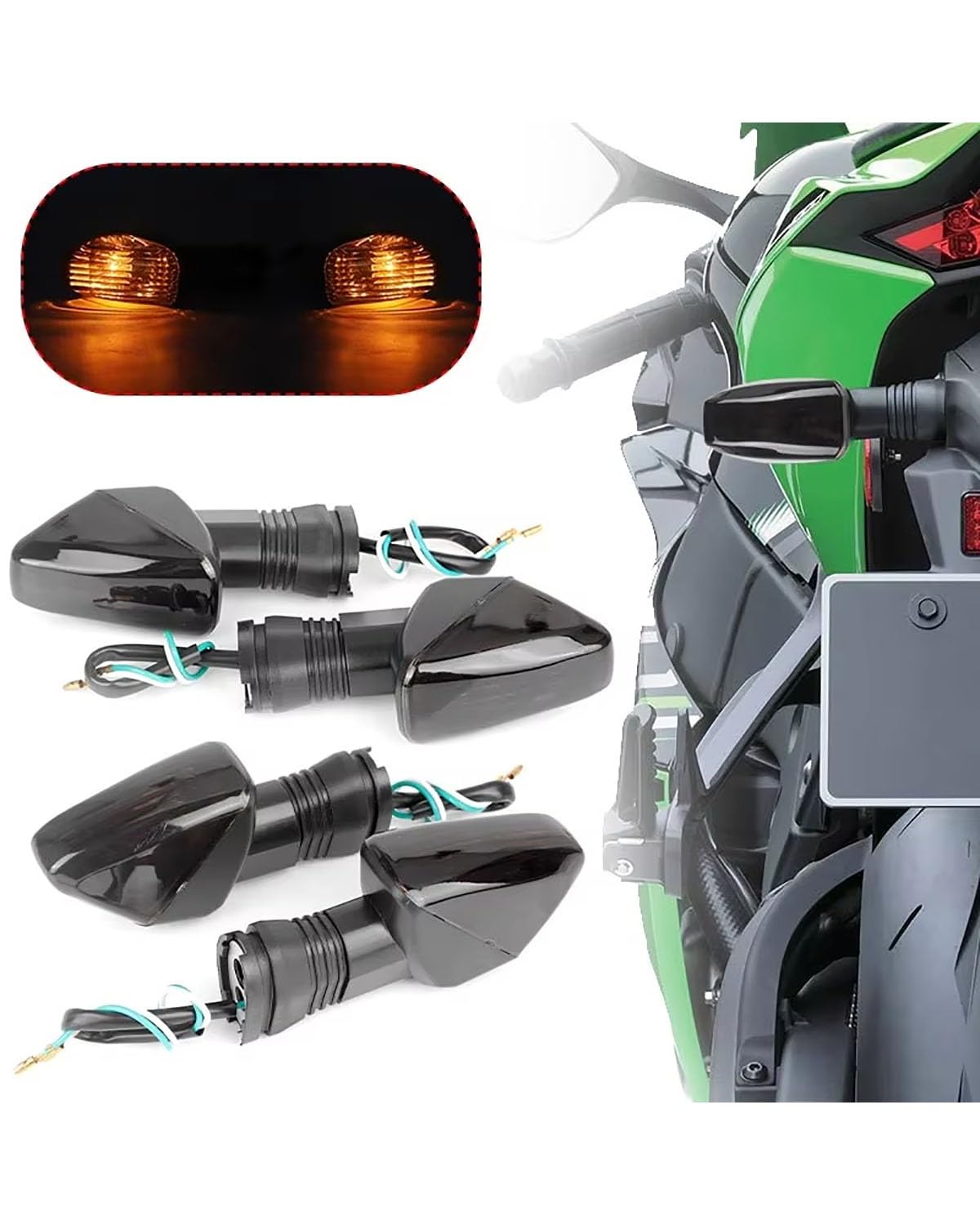 intermitentes moto homologados Para ZX-6R ZX-10R ZX-10RR 1000 650R Z750 Z1000 Intermitentes Motocicleta intermitentes moto