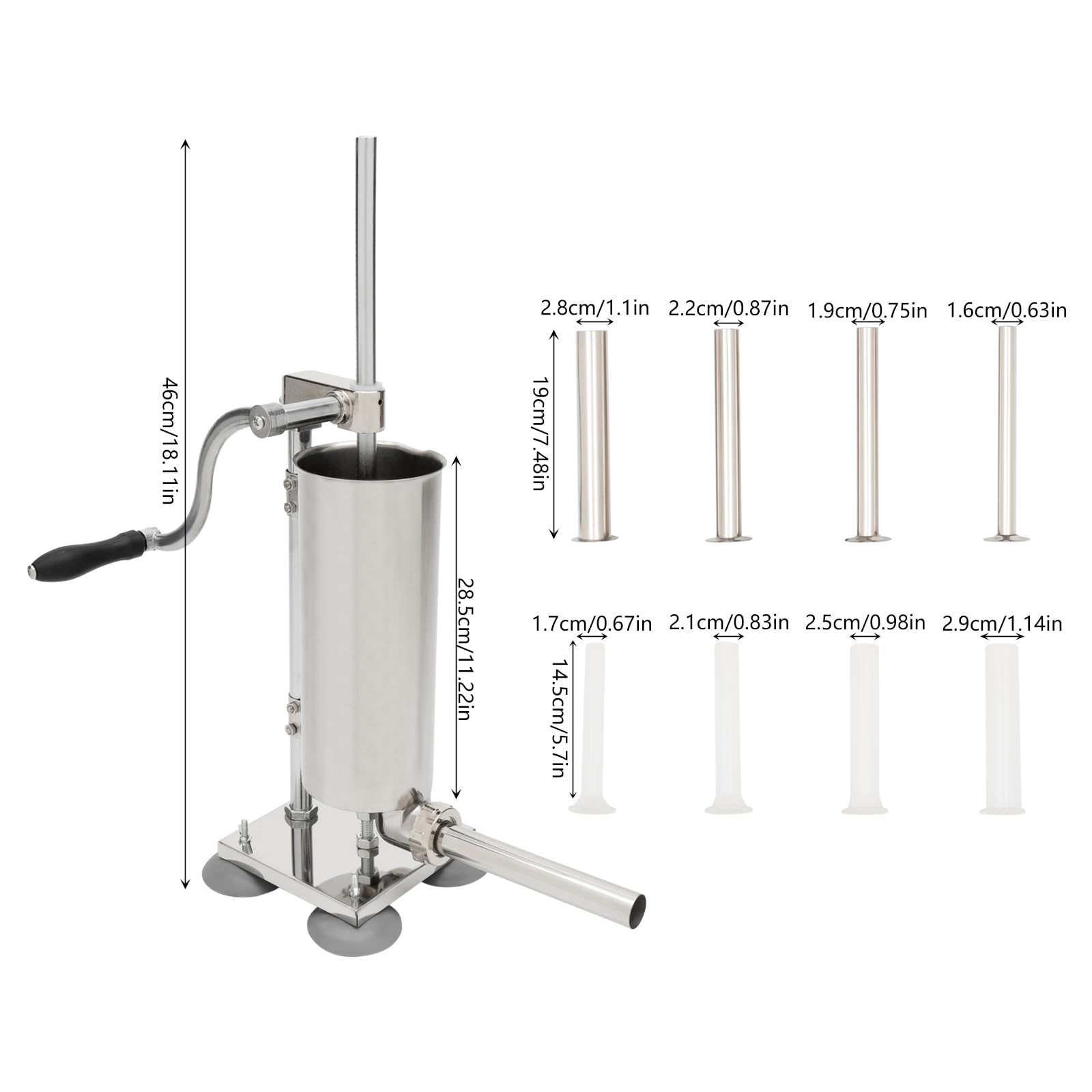 Sausage Stuffer 3.5L 8LBS Stainless Steel Sausage Maker Vertical Meat Sausage Stuffer Machine with 8 Stuffing Tubes Attachment for Commercial Kitchen and Household Use