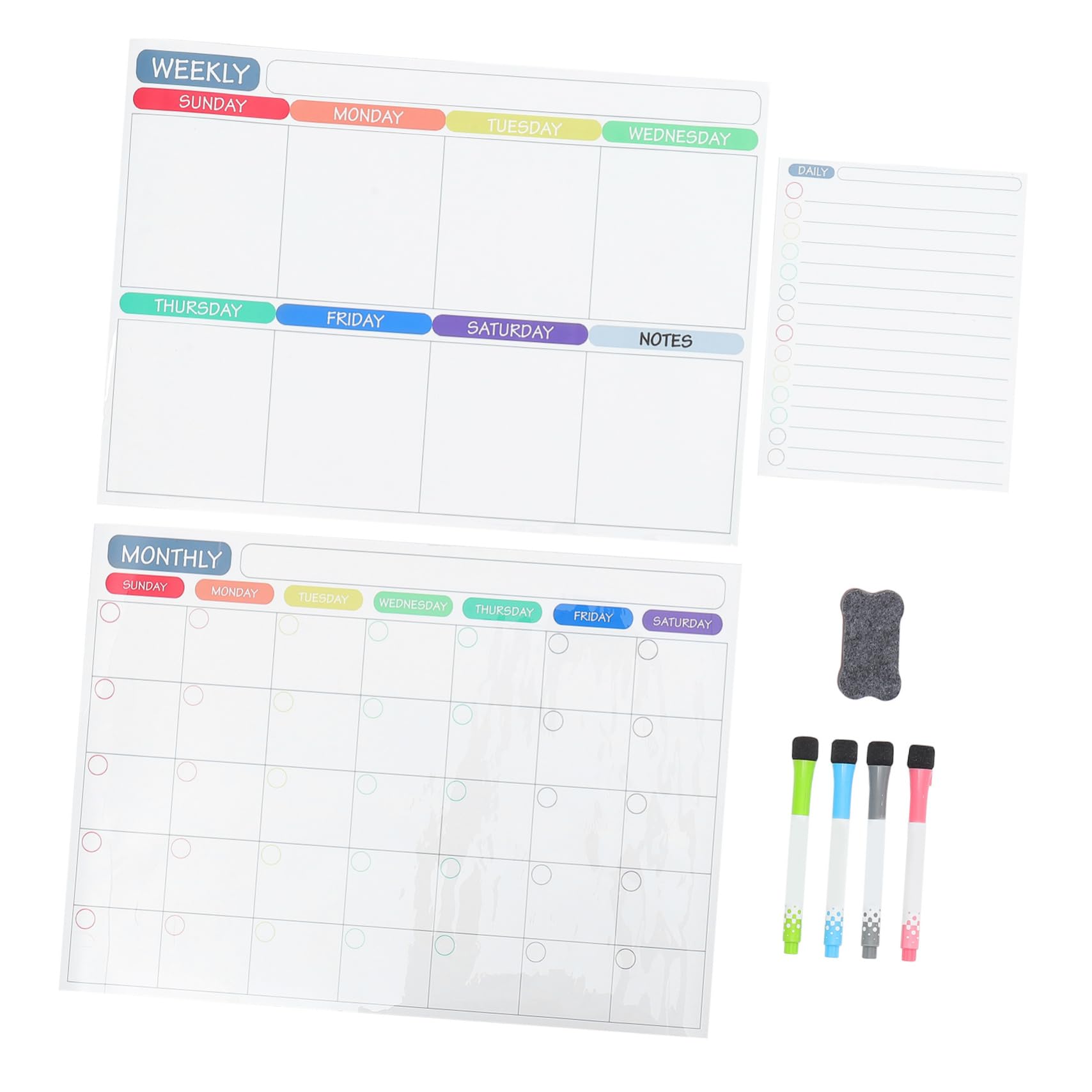 Tofficu Planificateur Hebdomadaire Magnétique avec Autocollants pour Tableau Effaçable à Sec Tableau de Planification pour Organisation des Tâches Semaines