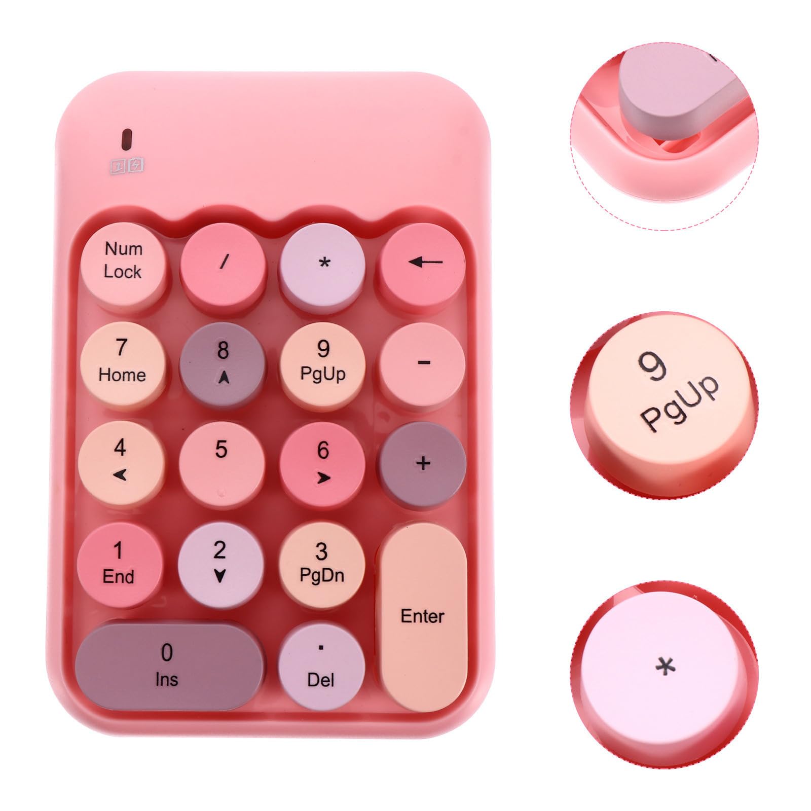 Tastierino Numerico Wireless 2.4g Rosa Abs, Mini Keyboard 18 Tasti | Backspace Dedicato, Formato Compatto, per Notebook e Ufficio, Keypad Portatile per Inserimento Dati