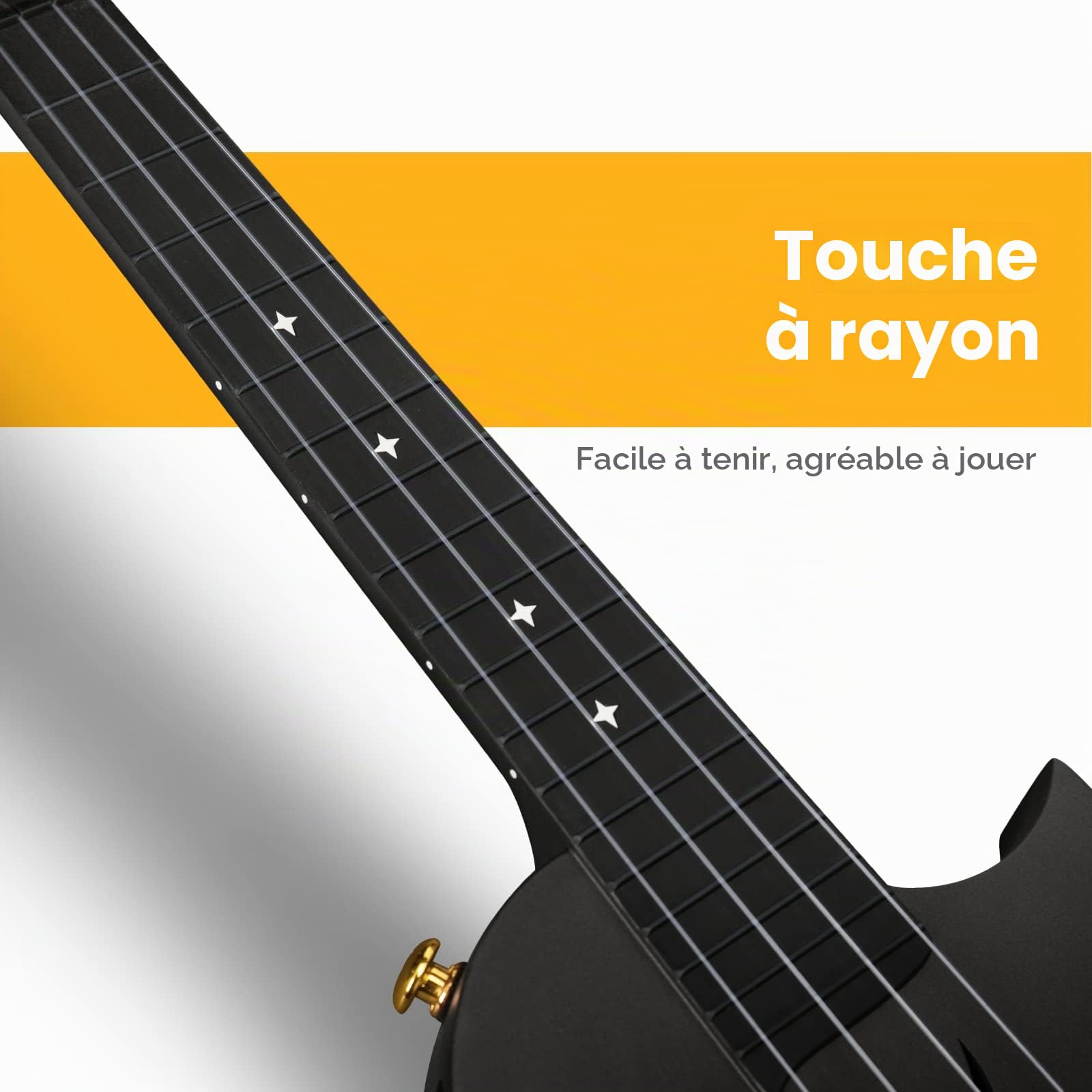 Enya Ukulélé Concert Nova U 23 pouces Fibre de Carbone Ukulele Débutants Petite Hawaïen Guitare Accessoire avec Housse Cordes Capodastre Sangle (noir)