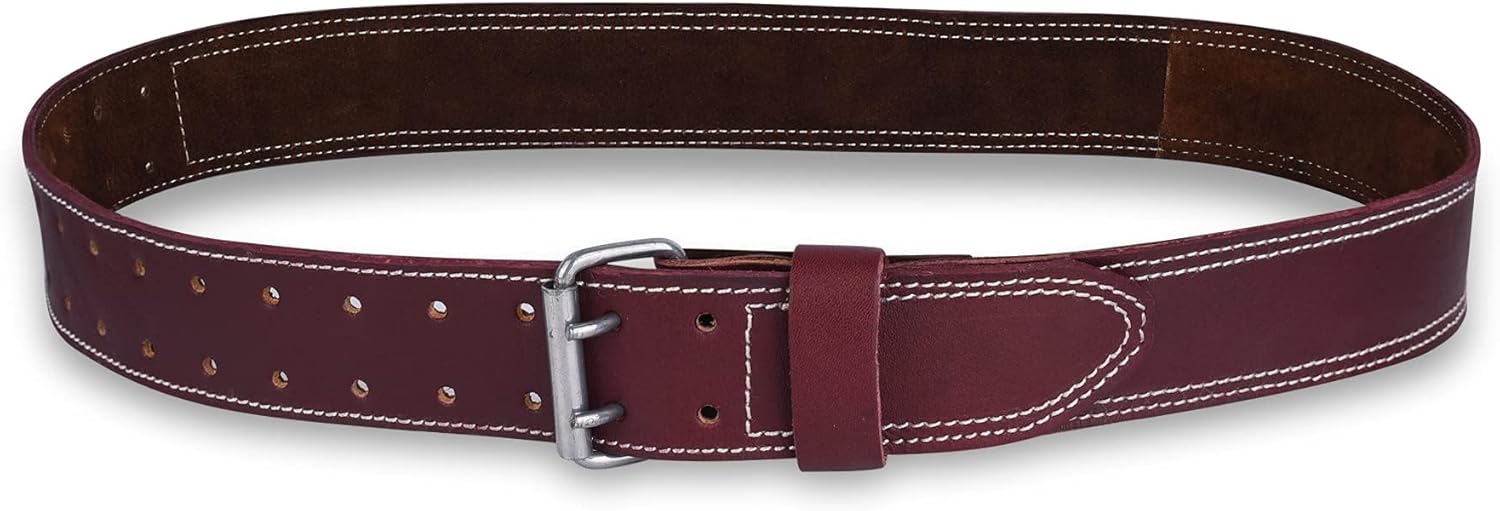 FUERI Black Heavy-Duty Full Grain Leather Work Belt for Men | Adjustable tools work belt for Suspenders and Pouches for Carpenters, Contractors, Electricians, Framer and Ironworker