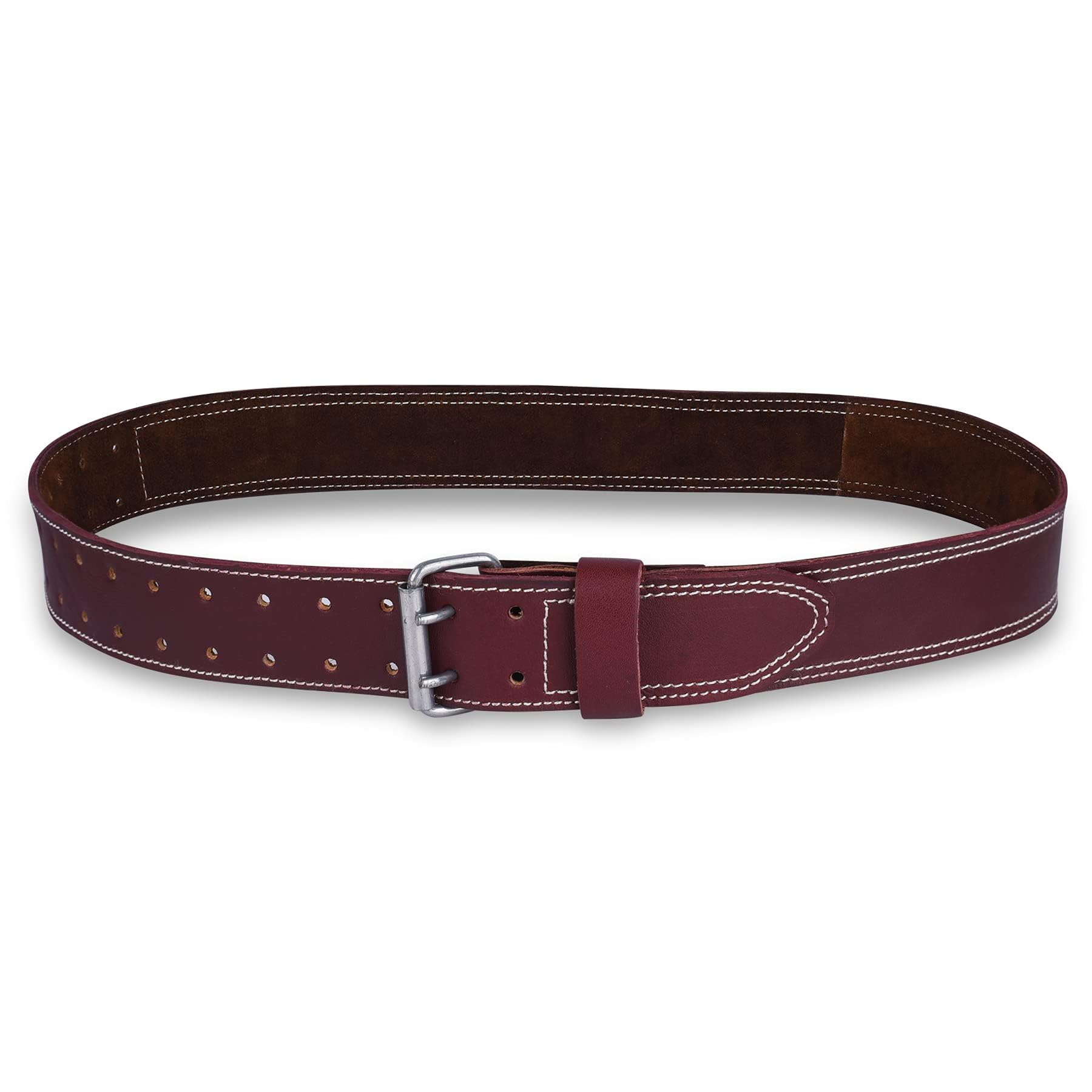 FUERI Tool Belt Heavy-Duty Leather Work Belts for Men Suspenders Carpenter Contractor Construction Electrician Framer Ironworker Adjustable - Marroon