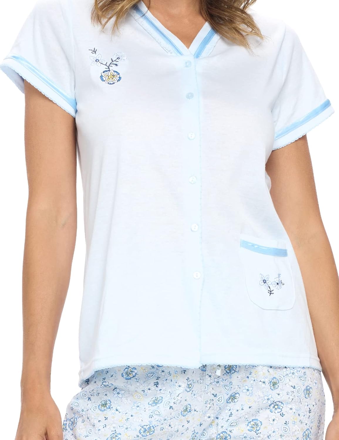 Casual Nights Women's Sleepwear Top & Capri Pants Pajama Set Shirt with Printed Bottom Pjs - Image 3