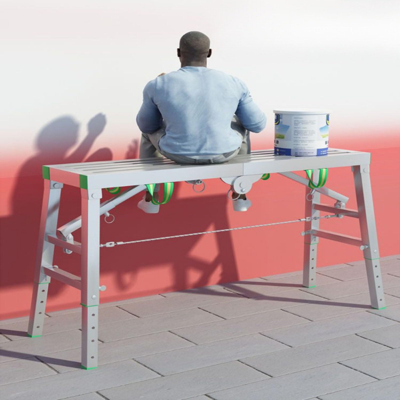 Piattaforma di Lavoro Pieghevole Portatile, con Portata di 400 kg, Piattaforma di Lavoro Pieghevole Multiuso Portatile, Torre di impalcature, Scala, Sgabello, Panca, Altezza Regolabile, 001,