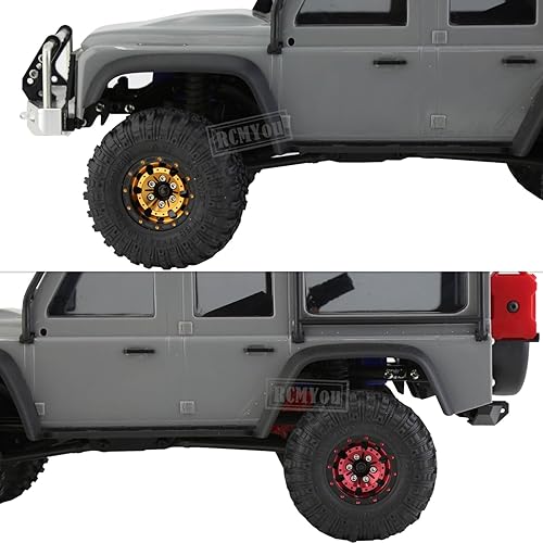 Miniatura 6 de Rc Ruedas de 1.0 pulgadas para neumáticos de 118 124 Trx4m Axial SCX24 FMS FCX24, RC Crawler Car 4 piezas de aluminio 1.0 pulgadas llanta de goma