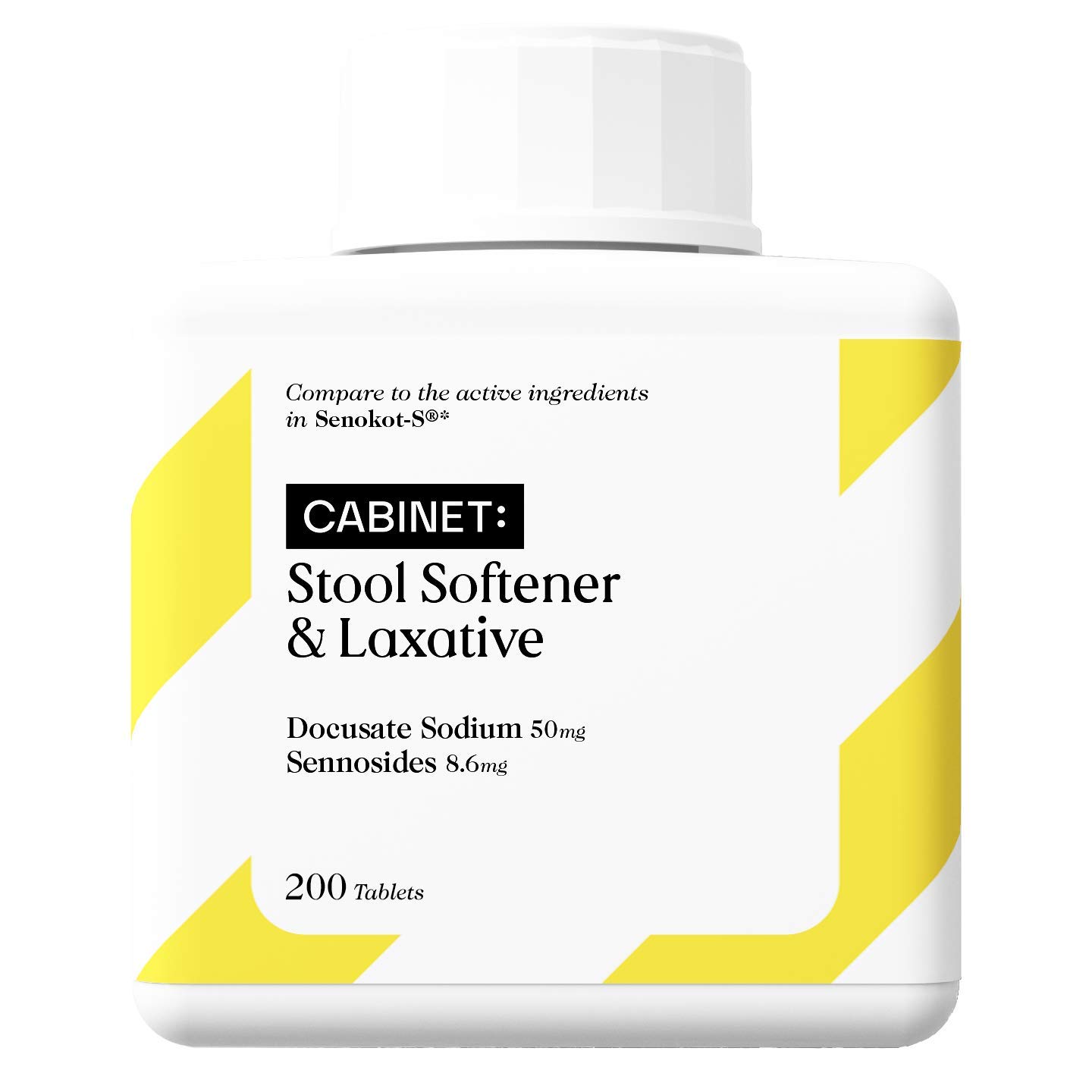 Cabinet: Stool Softener & Natural Vegetable Laxative | 200 Tablets | Compare to Senokot-S | Gentle Dependable Overnight Relief on Occasional Constipation