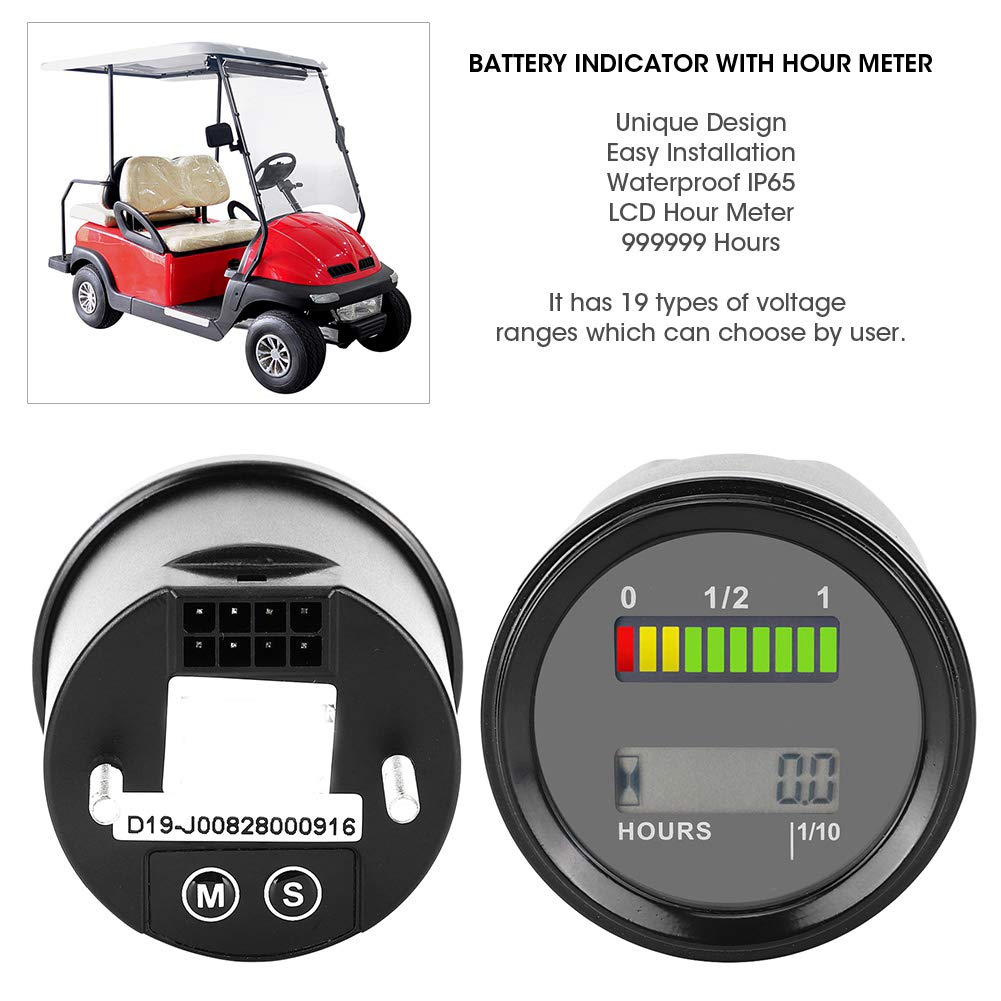 Miernik akumulatora Wskaźnik akumulatora Licznik godzin pracy silnika Cyfrowy wyświetlacz LCD LED Monitor napięcia dla wózka golfowego wózka widłowego Materiał ABS 56x65mm