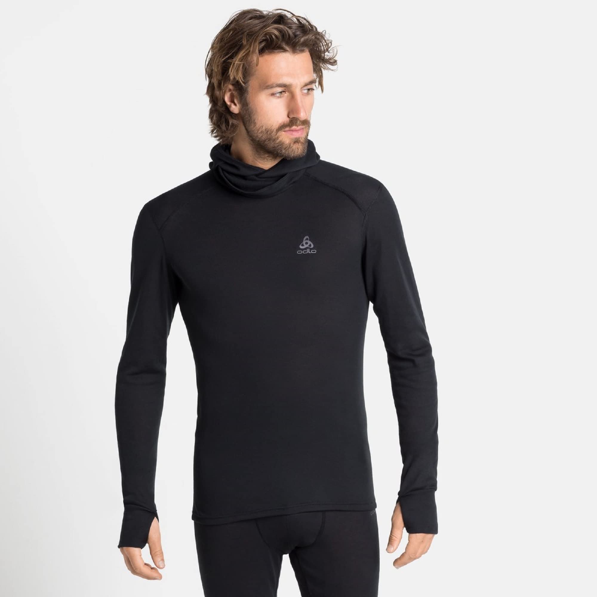 Odlo Active Warm Hemd met Lange Mouwen en Bivakmuts Dames - zwart