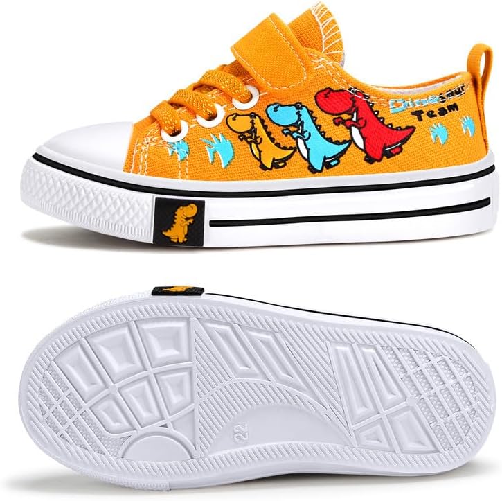 Toddler Boys Girls Slip On Canvas Sneakers Cartoon Dinasour Printed Little Kid Unisex Adjustable Strap Walking Shoes Lazy Shoes with Hook and Loops - Image 8
