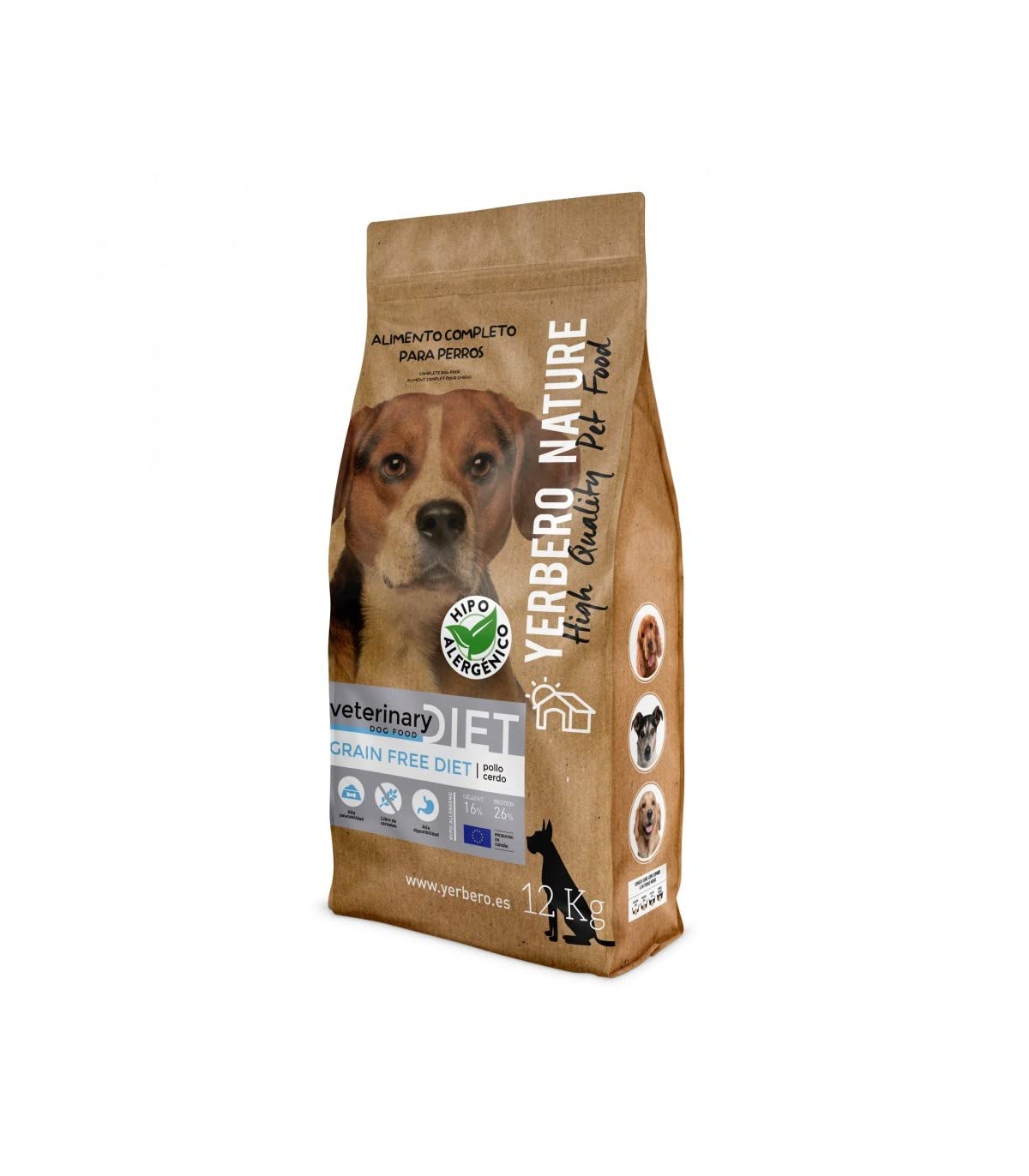 Yerbero Nature Grain Free Diet Pollo y Cerdo ibérico, alimento sin Cereales para Perros 12kg