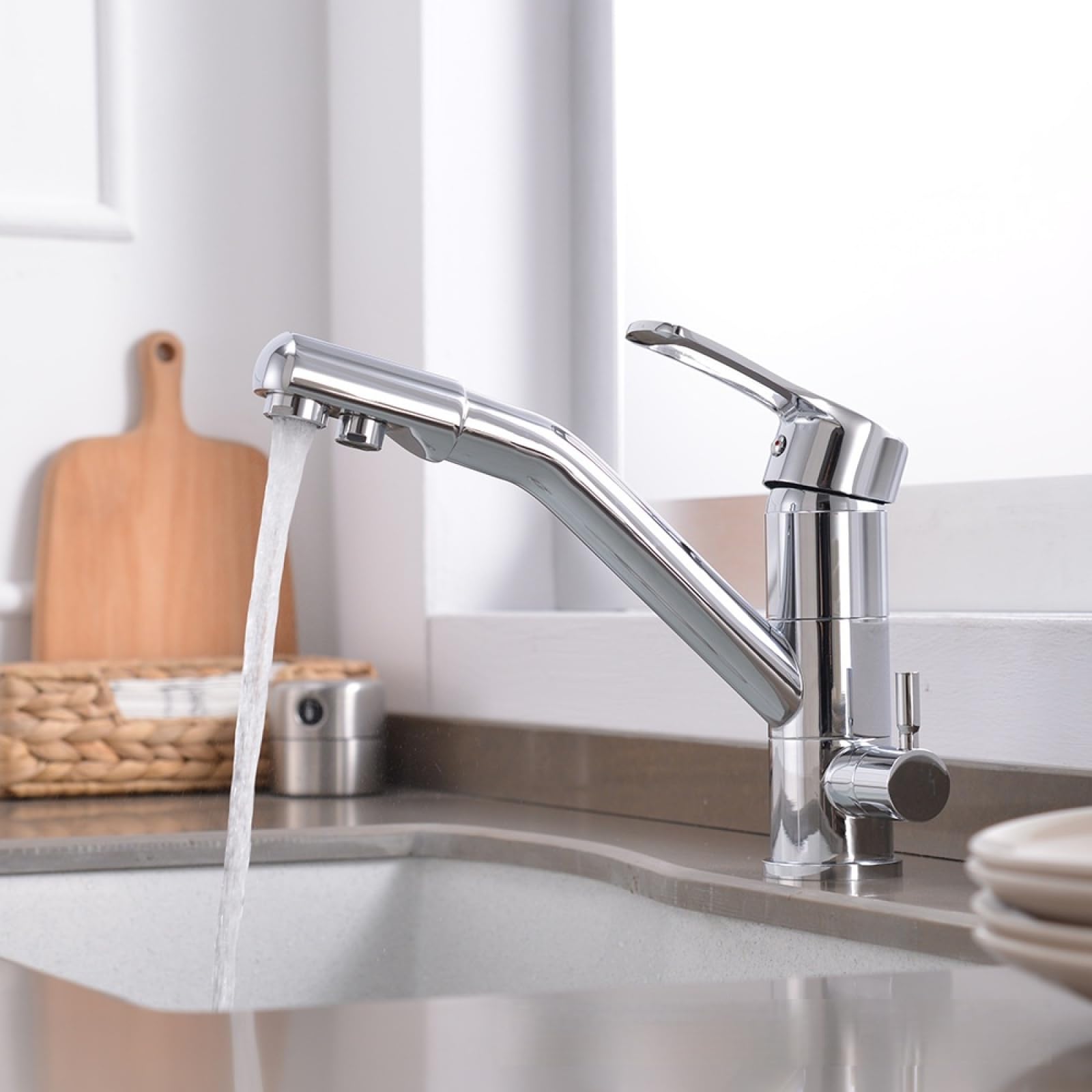 Fanjubei Electroplating Kitchen Hot And Cold Direct Drinking Stainless Steel Rotating Vegetable Basin Faucet