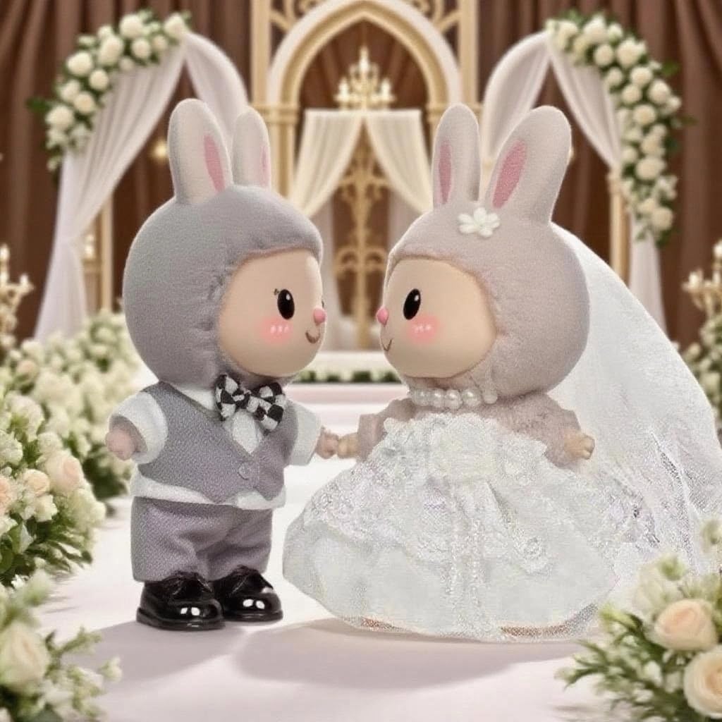 2-Piece Set Wedding Doll Clothes for 17cm (6.7 inch) Dolls – Bride & Groom Outfits, 8-Piece Bridal Gown & Formal Suit Combo – Elegant Wedding Doll Accessories (Dolls Not Included)