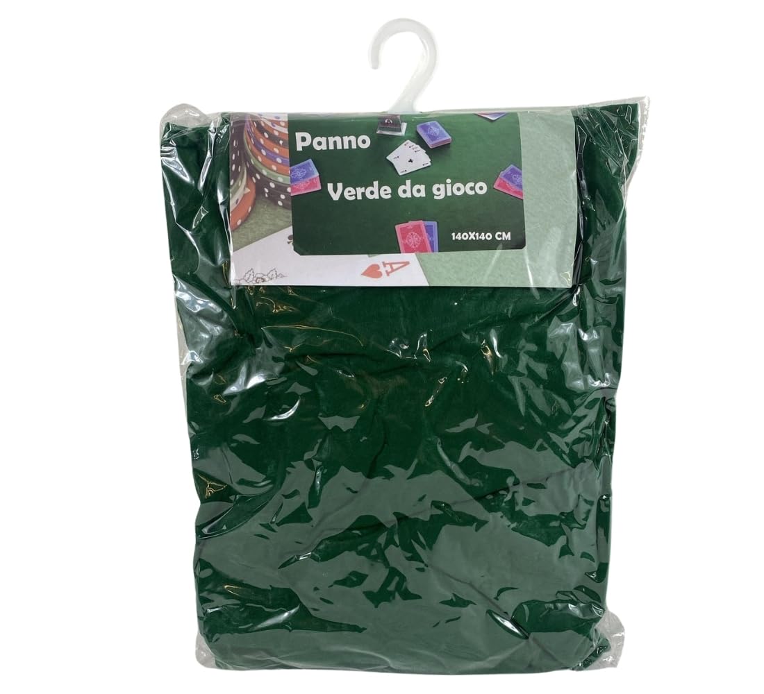 Generico Copritavolo da Gioco Verde, con Elastico, per Tavoli da 4 Posti, Quadrato 140 x 140 cm, Poliestere, Panno Verde Per Tavolo, Poker - Burraco - Texas Holde'm