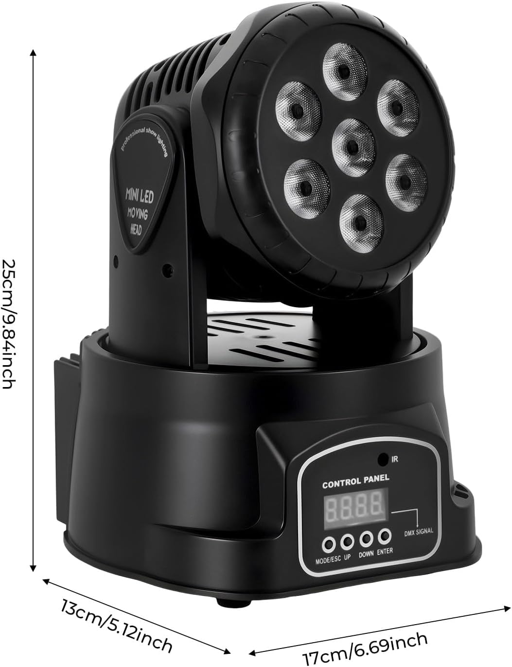 105 W Moving Head LED con telecomando, 7 x 10 W, 4 in 1, luce da discoteca a LED, DMX512, luce da palcoscenico per DJ bar, compleanno, discoteca, matrimonio, cantina da palcoscenico