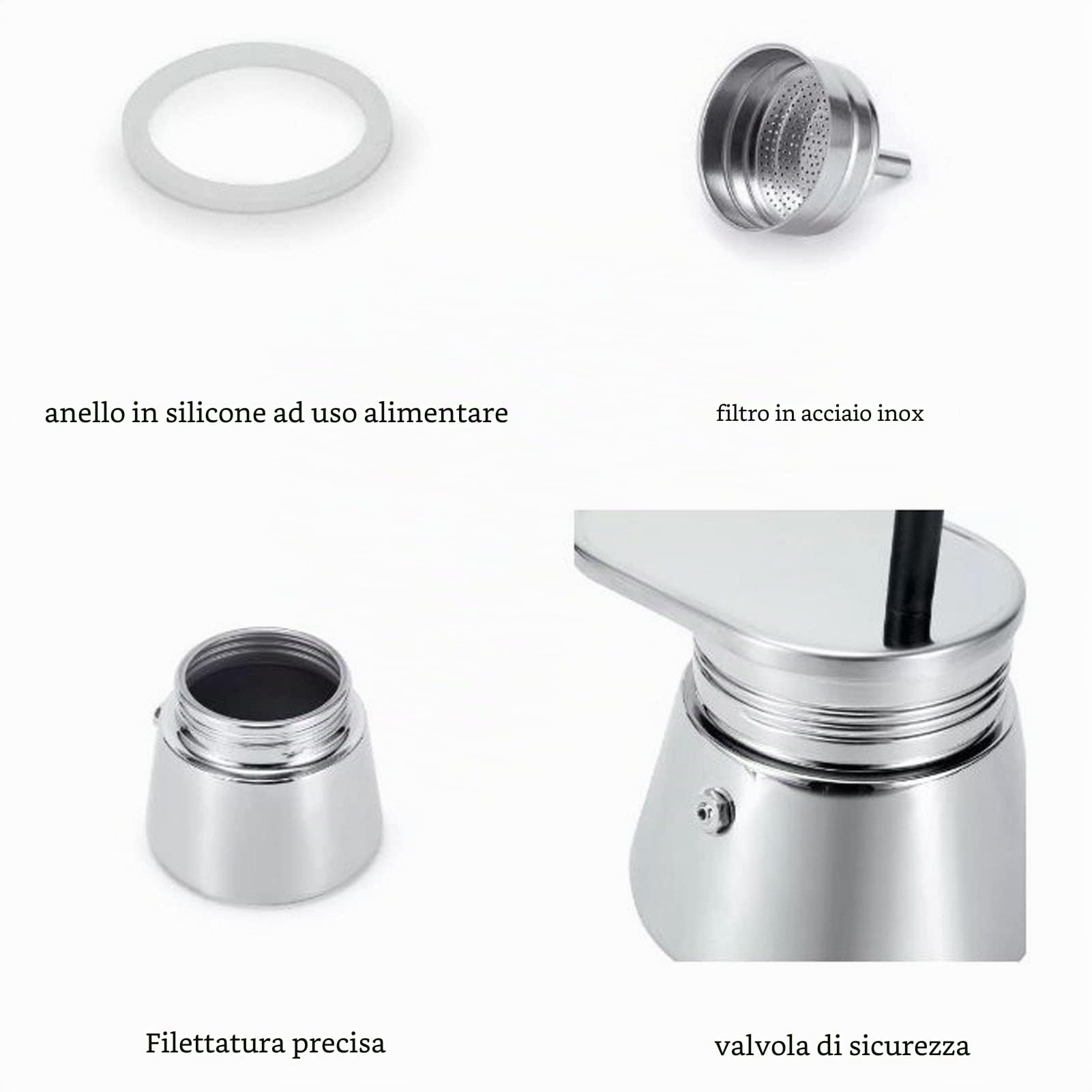 Macchina per caffè Espresso, Leggera Caffettiera in Acciaio Inossidabile con Beccuccio Singolo, 50 ml, Design Classico e Moderno, Facile da Usare e Pulire, per Casa, Ufficio e Campeggio