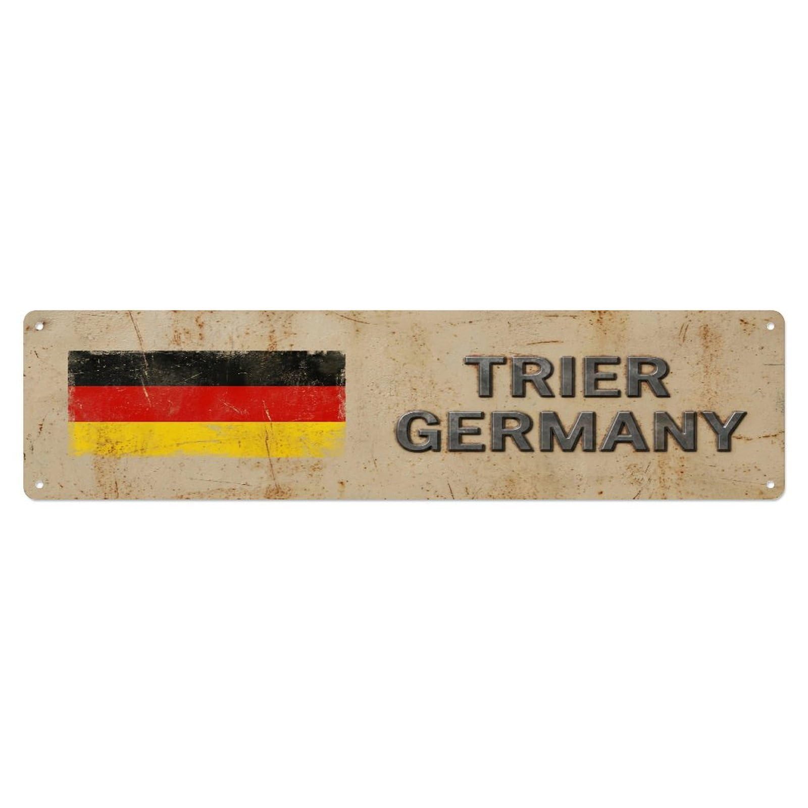 Metal Tin Sign Vintage Trier Germany Flag Decor Rustic Travel
