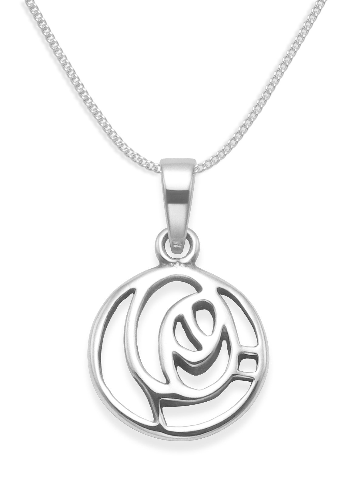 Sterling Silver Rennie Mackintosh Necklace on 16" silver chain - Small - SIZE:12mm Gift boxed. 8038/16