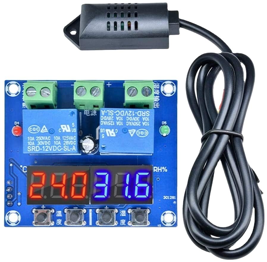 Image of TM&W XH-M452 Thermostat Temperature Humidity Thermometer Hygrometer Controller Module DC 12V LED Digital Display Dual Outputs for Egg Incubator