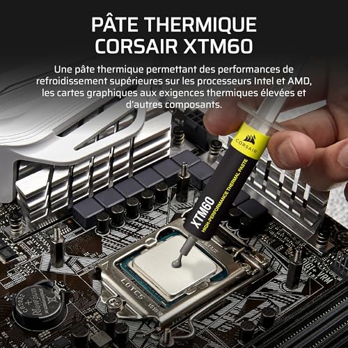 Corsair XTM60 Pâte Thermique Haute Performance pour CPU ou GPU, 3g – Faible Viscosité, Stabilité À Long Terme, Application Facile, Carte D'application Incluse